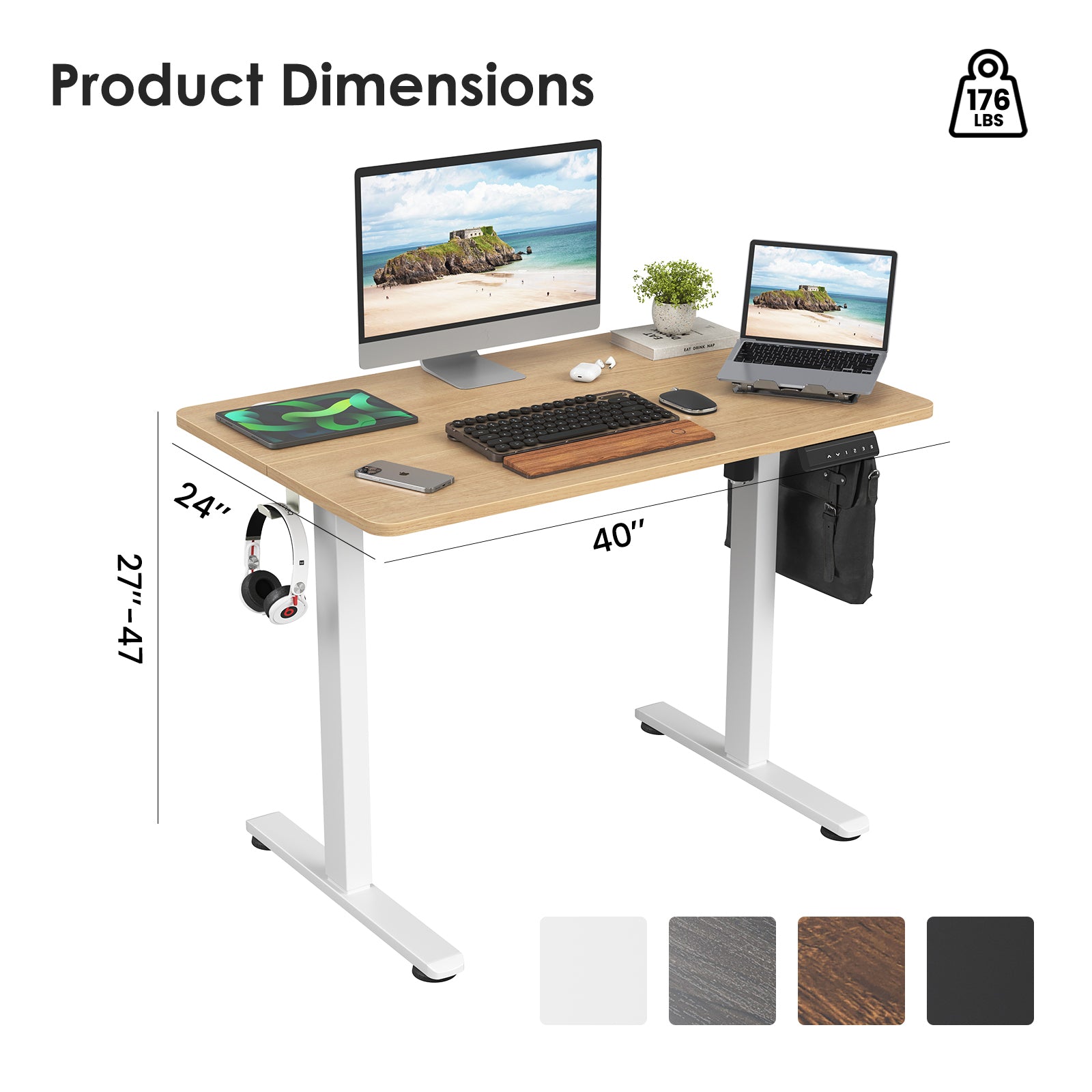 STARY Electric Standing Desk Adjustable Height Sit Stand Home Office Desk with Splice Board - Grand Goldman