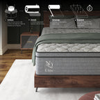 NapQueen Elite Series Machka 12 Inch Full Size Cooling Gel Memory Foam Hybrid Mattress in Grey+White, Foam+Spring, Designed for Pressure Relief and Orthopedic Support - Grand Goldman Shop