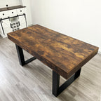 Modern Farmhouse Extendable Dining Room Table with Retractable Design in Deep Rustic Brown, Engineered Wood, 78.74 inches - Grand Goldman Shop