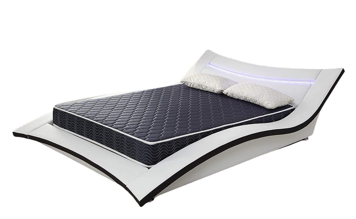 6-inch waterproof  high-density foam mattress with navy blue diamond-quilted breathable fabric. Quilting ensures both style and airflow for cool sleep.Full size(Ship randomly with black edge or white) - Grand Goldman Shop
