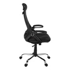 Contemporary Office Chair, Adjustable Height, Swivel, Ergonomic with Armrests, Black Mesh, Chrome Metal, Modern Design for Wo