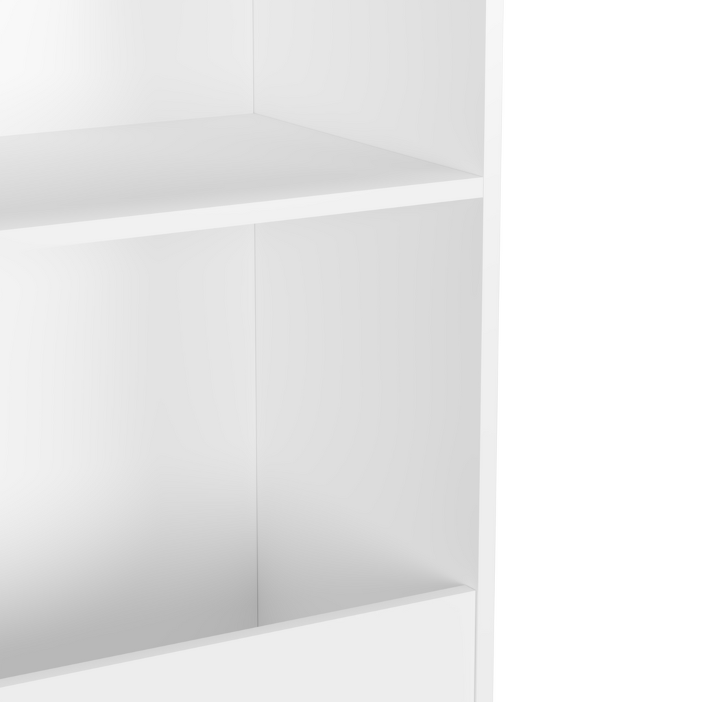 Kids 4-Tier Bookcase, Children's Book Display with Safety Restraint, White MDF & Pine Wood Storage Cabinet for Nursery, Playr