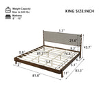 Modern King Bed Frame Set with 2 Nightstands, Light Gray Wood Platform Bed with Headboard and Matching Bedside Tables for Bedroom - Grand Goldman Shop