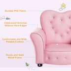 Qaba Kids Sofa Toddler Tufted Upholstered Sofa Chair Princess Couch Furniture with Diamond Decoration for Preschool Child, Pi