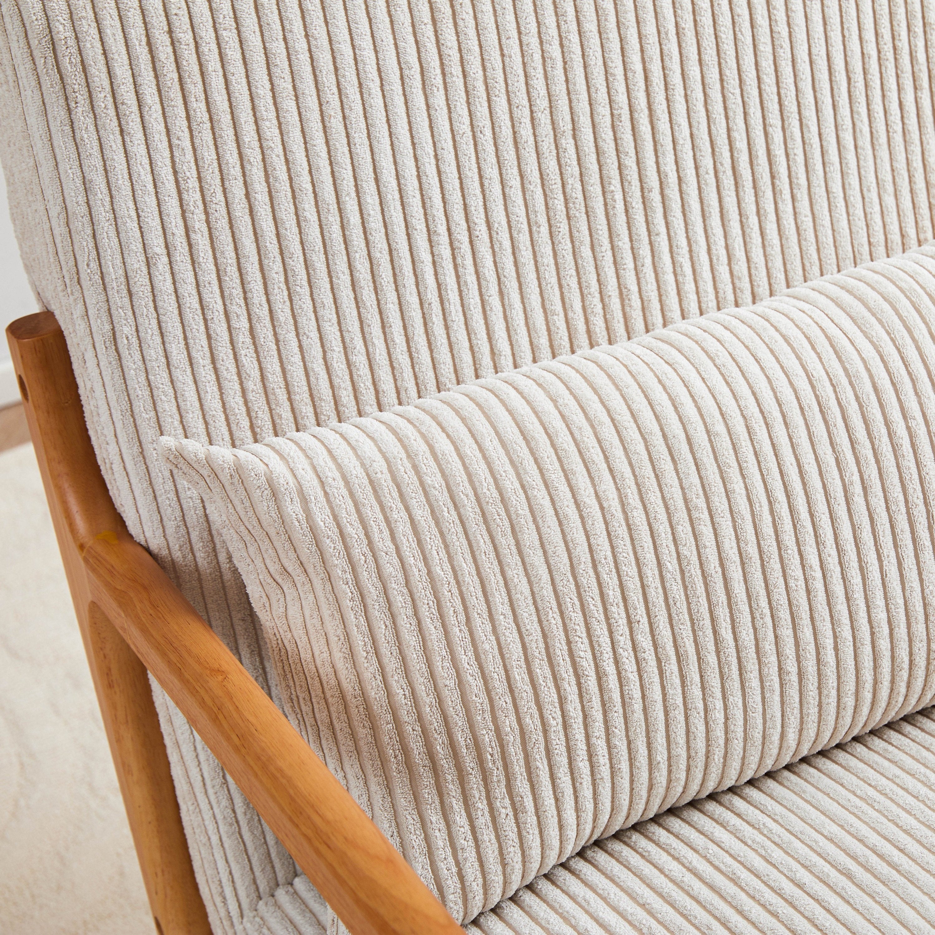 Mid-Century Modern Accent Chair with Pillow Upholstered Arm Chair in Beige Polyester and Solid Wood Frame (beige) - Grand Goldman Shop