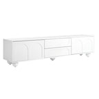 ON-TREND Cream Style TV Stand with Arched Doors & 2 Drawers for TVs up to 75', Minimalist Media Console with Rebound Device, Entertainment Center with 5 Iron Round Legs for Living Room, Bedroom, White - Grand Goldman Shop