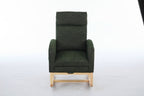 Modern Accent Rocking Chair Rocking Chair with Solid Wood Legs, Upholstered Nursery Glider Rocker, Comfy Armchair with Side Pocket, Living Room Lounge Arm Chair with High Backrest fabric - Grand Goldman Shop
