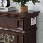 Electric Fireplace with Mantel, Fireplace Mantel, Fireplace Heater Freestanding, Realistic Stacked Stone Surround with Remote Control Timer LED Flame, Cherry, 45.66'W*11.8'D*40'H - Grand Goldman Shop