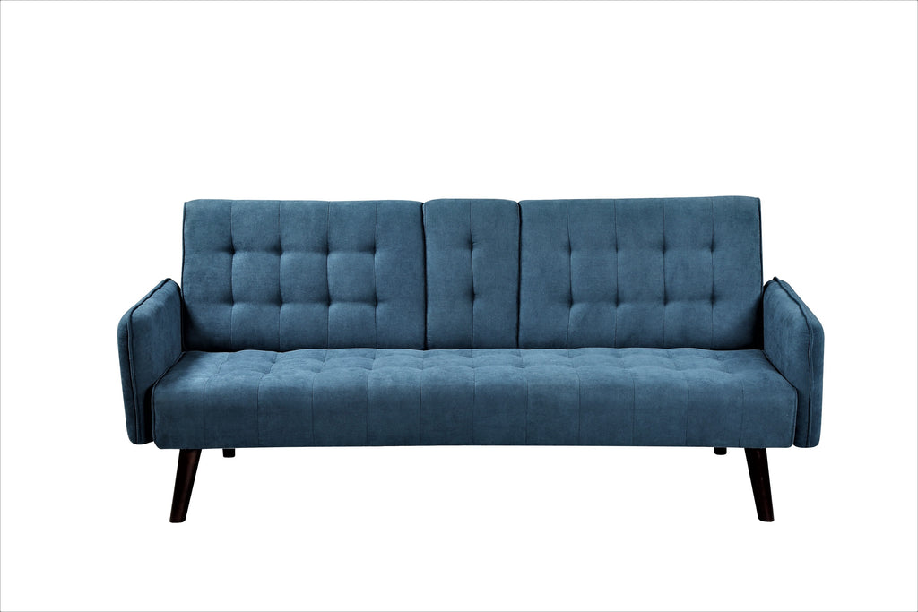 72' Sleeper Sofa Bed - Convertible Folding Backrest to Full Bed with Cup Holder & Drop-Down Table - Space Saving Linen Sofa for Small Spaces - Easy Assembly, Blue - Grand Goldman Shop
