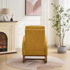 27.2'W Rocking Chair for Nursery, Polyester Glider Chair with High Back and Side Pocket, Rocking Accent Armchair with Rubber Wood Legs for Living Room/Bedroom.Mustard - Grand Goldman Shop