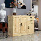 Modern Wood Buffet Sideboard with 2 doors&1 Storage and 2drawers -Entryway Serving Storage Cabinet Doors-Dining Room Console, 43.3 Inch, Oak - Grand Goldman Shop