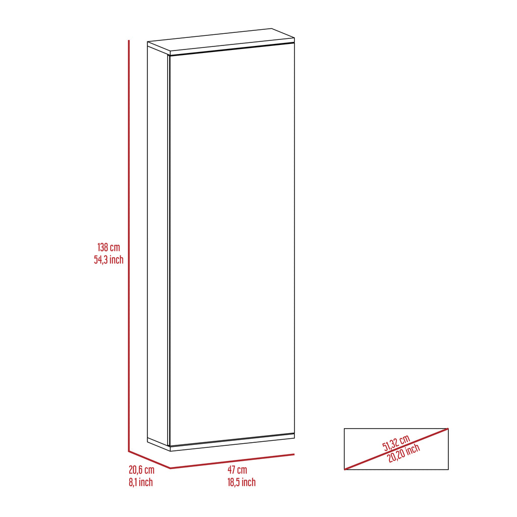 Leto Wall Mounted Shoe Rack With Mirror, Single Door, Capacity For Ten Shoes -White - Grand Goldman Shop