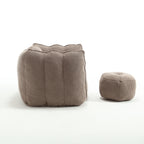 Soft Chenille Bean Bag Chair with High Resilient Foam for Living Room and Bedroom, Comfortable Square Lazy Sofa with Footstool for Adults - Grand Goldman Shop
