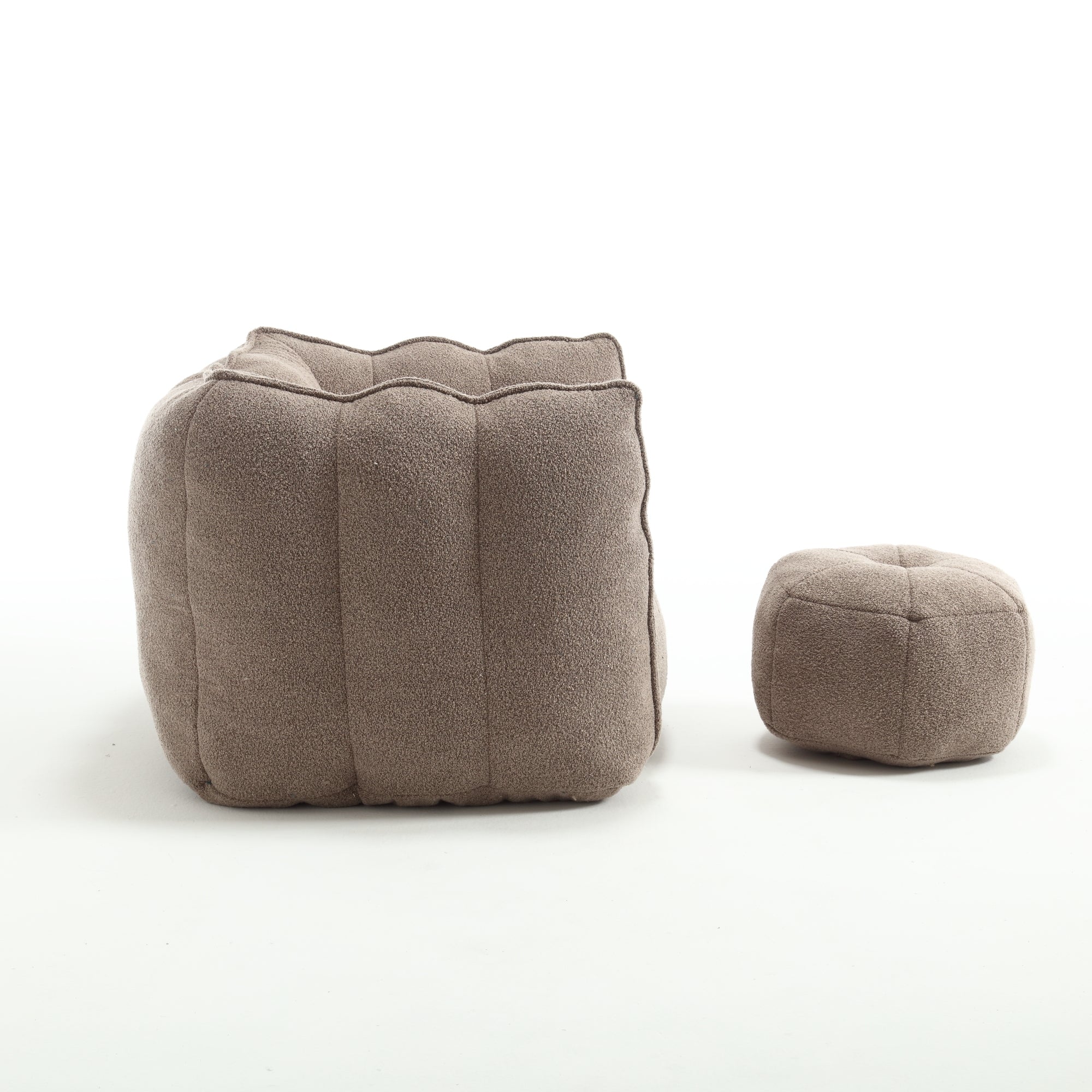 Soft Chenille Bean Bag Chair with High Resilient Foam for Living Room and Bedroom, Comfortable Square Lazy Sofa with Footstool for Adults - Grand Goldman Shop