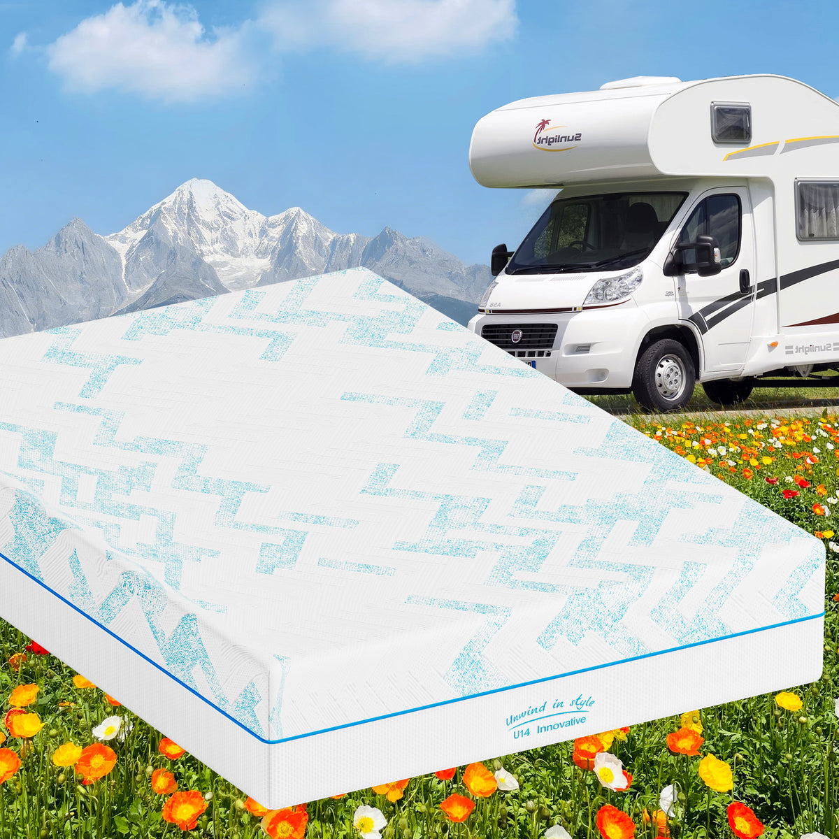 8-inch RV Latex Memory Foam Mattress, short queen size, large format, free of glass fibers, medium hardness texture, breathable memory foam. - Grand Goldman Shop