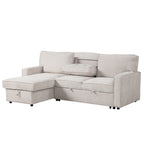 U_STYLE Upholstery Sleeper Sectional Sofa with Storage Space, USB port, 2 cup holders on Back Cushions(same sku; WY000335AAA) - Grand Goldman Shop