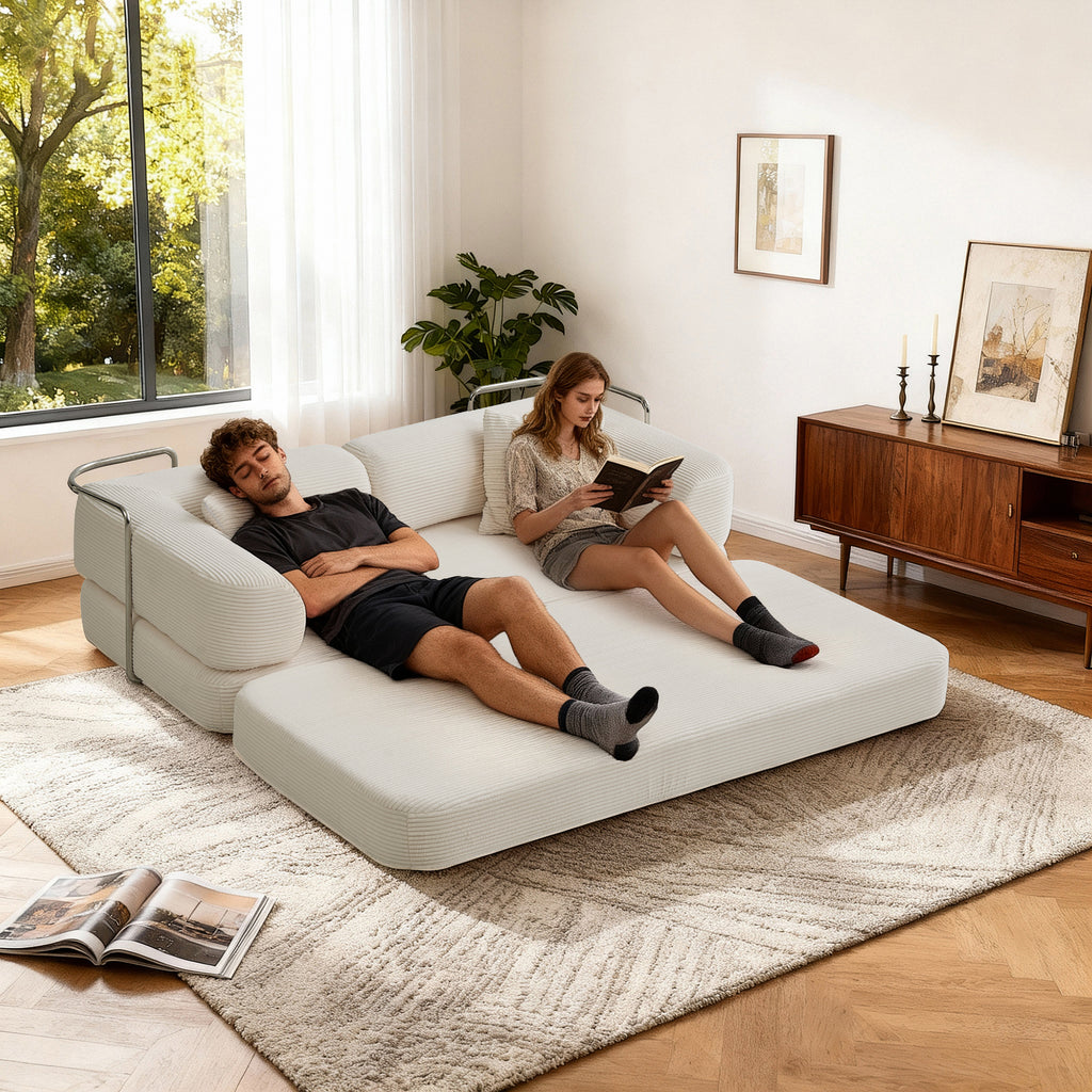 Floor Couch,Compressed Sofa,Convertible Floor Sofa Bed with Convertible Blanket Pillow,Enhanced frame stability,Comfy Couch Lounge Sleeper Bed,for Living Room Bedroom - Grand Goldman Shop