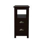 End Table Narrow Nightstand With Two Drawers And Open Shelf-Brown - Grand Goldman Shop