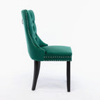 Nikki Collection Modern, High-end Tufted Solid Wood Contemporary Velvet Upholstered Dining Chair with Wood Legs Nailhead Trim 2-Pcs Set,Green, SW2001GN - Grand Goldman Shop