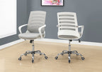 Office Chair, Adjustable Height, Swivel, Ergonomic, Armrests, Computer Desk, Work, Grey Mesh, Chrome Metal, Contemporary, Mod