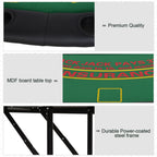 Soozier Poker Table Foldable, 72' Blackjack Table for 7 Players with Chip & Cup Holder, Green Felt - Grand Goldman