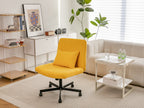 Yellow Linen Criss Cross Armless Office Chair with Wheels - Modern Comfort for Home Office, Meditation & Makeup Spaces | Prem