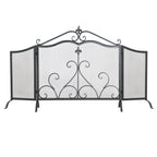 Onyx 3-Panel Iron Fireplace Screen 54' x 31.5', Black Finish - Grand Goldman Shop