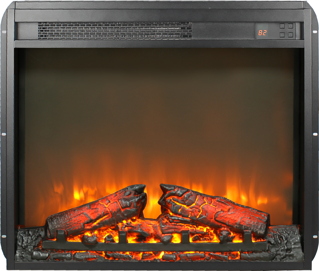 23 inch electric fireplace insert, ultra thin heater with log set & realistic flame, remote control with timer, overheating protection - Grand Goldman Shop