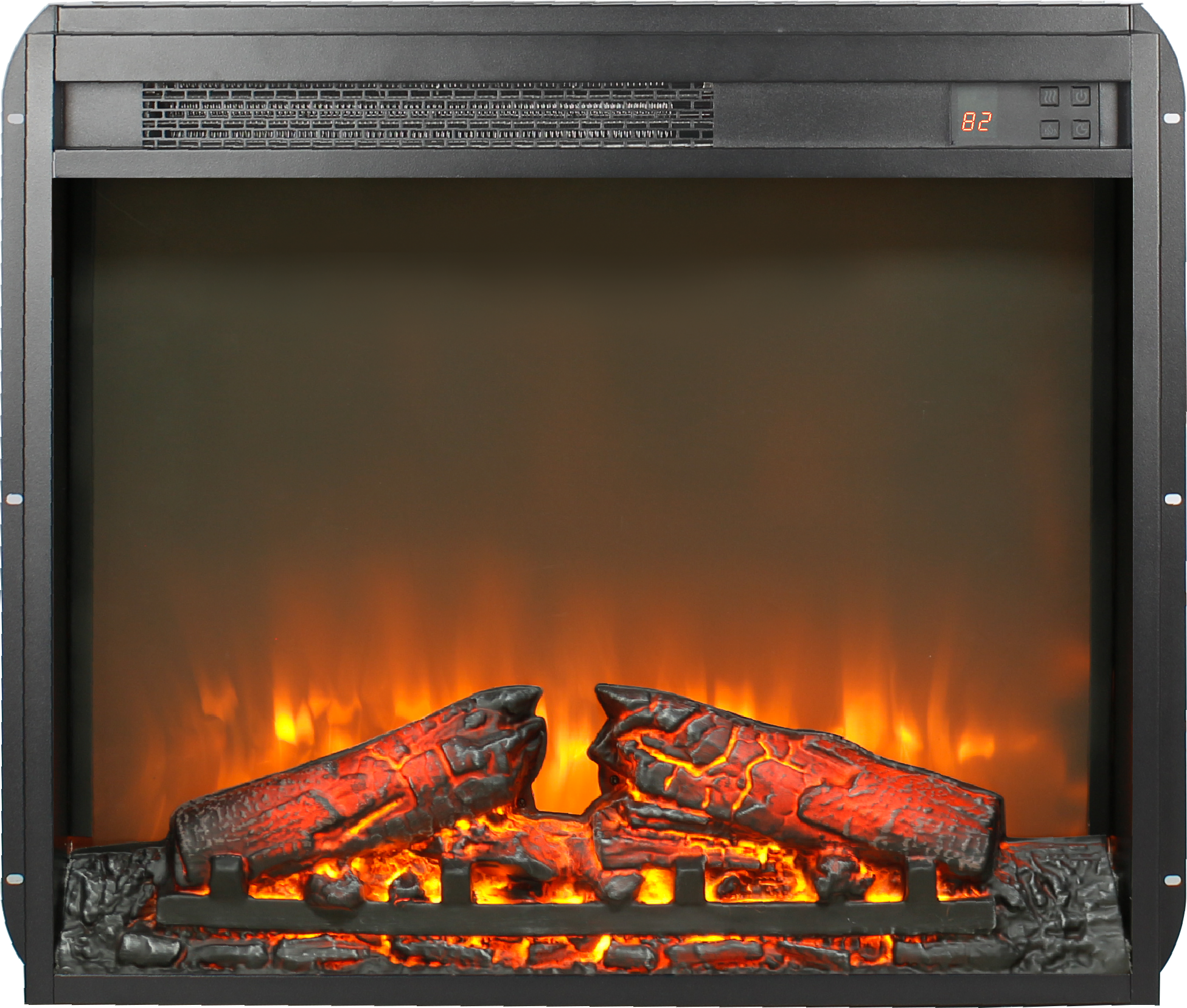 23 inch electric fireplace insert, ultra thin heater with log set & realistic flame, remote control with timer, overheating protection - Grand Goldman Shop