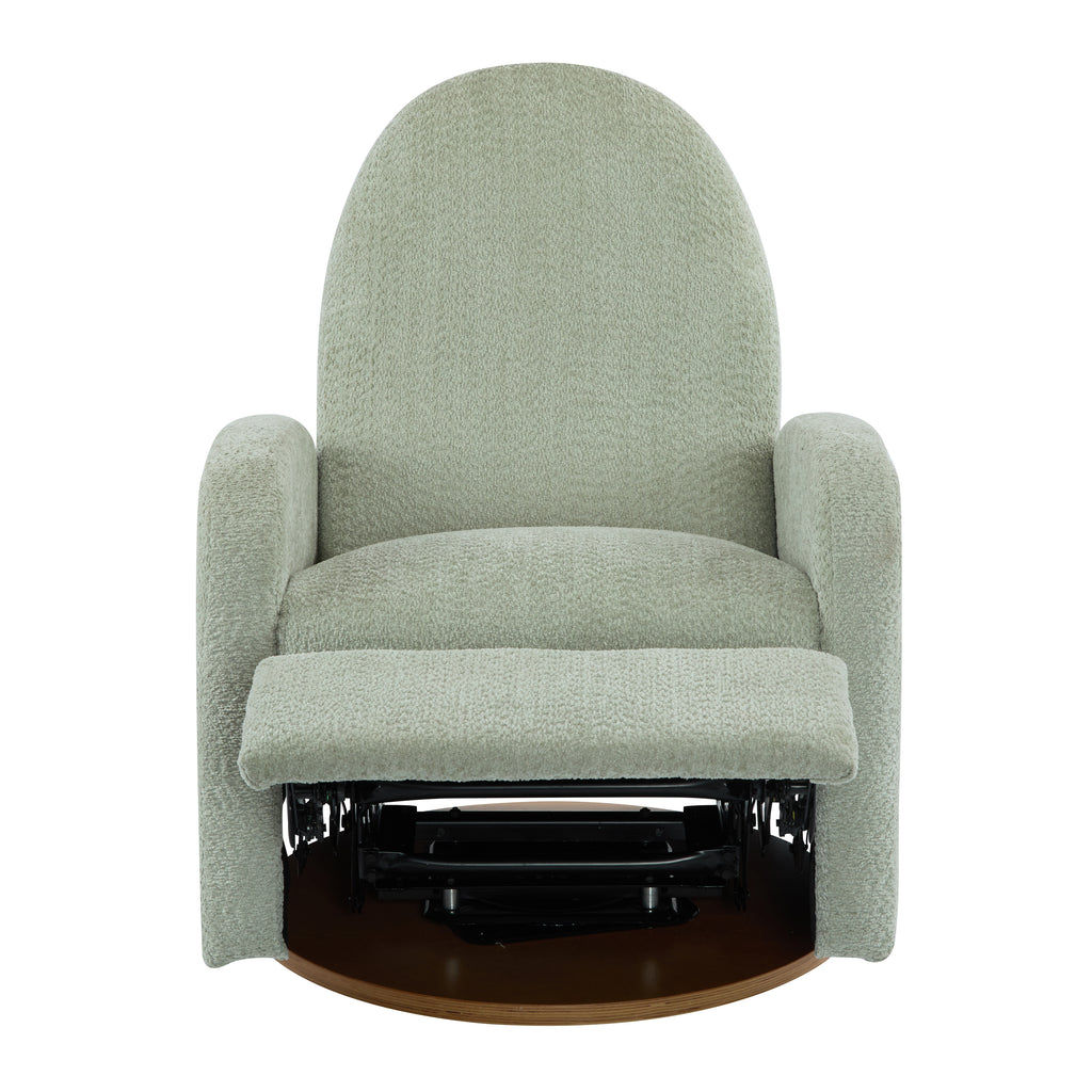 Modern 360 Swivel and Glider Recliner Chair in Light Green Boucle with Solid Wood Base - Grand Goldman Shop