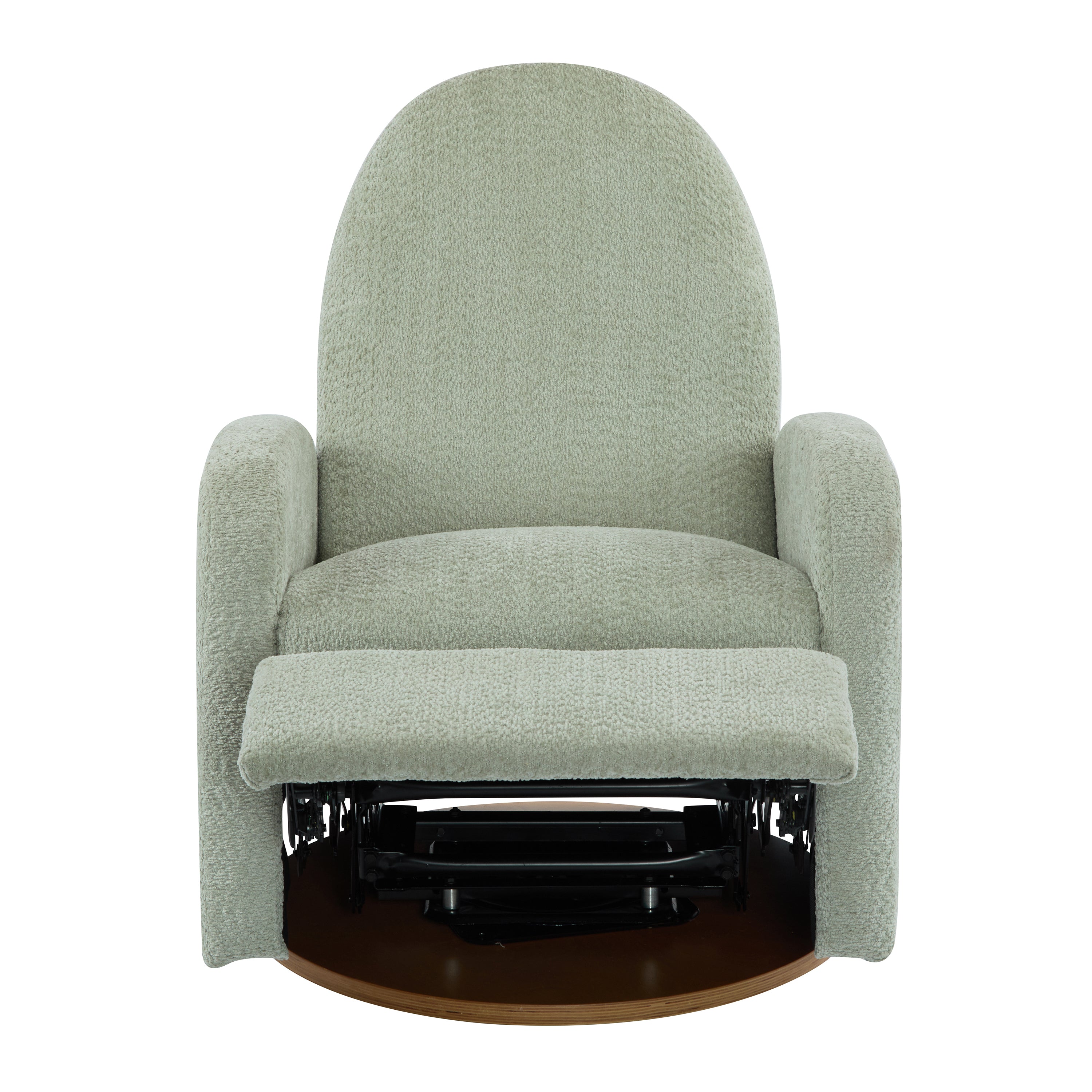 Modern 360 Swivel and Glider Recliner Chair in Light Green Boucle with Solid Wood Base - Grand Goldman Shop