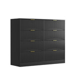 Modern 8 Drawers Dresser Chests for Bedroom,47.2' Wide Wood Chest of Drawers with Gold Metal Handle,Drawer Organizer for Bedroom,Living Room,Hallway and Entryway,Black - Grand Goldman Shop