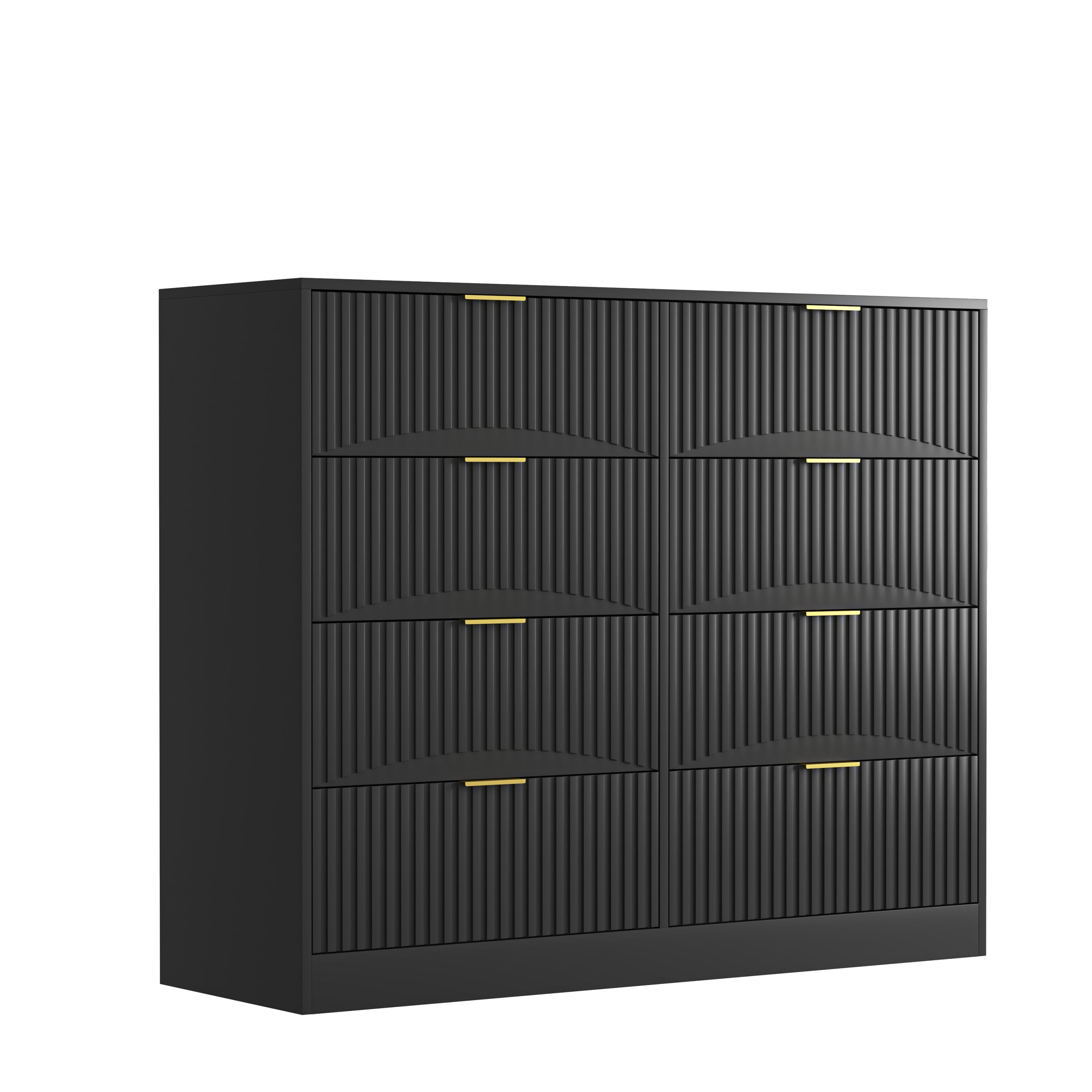 Modern 8 Drawers Dresser Chests for Bedroom,47.2' Wide Wood Chest of Drawers with Gold Metal Handle,Drawer Organizer for Bedroom,Living Room,Hallway and Entryway,Black - Grand Goldman Shop