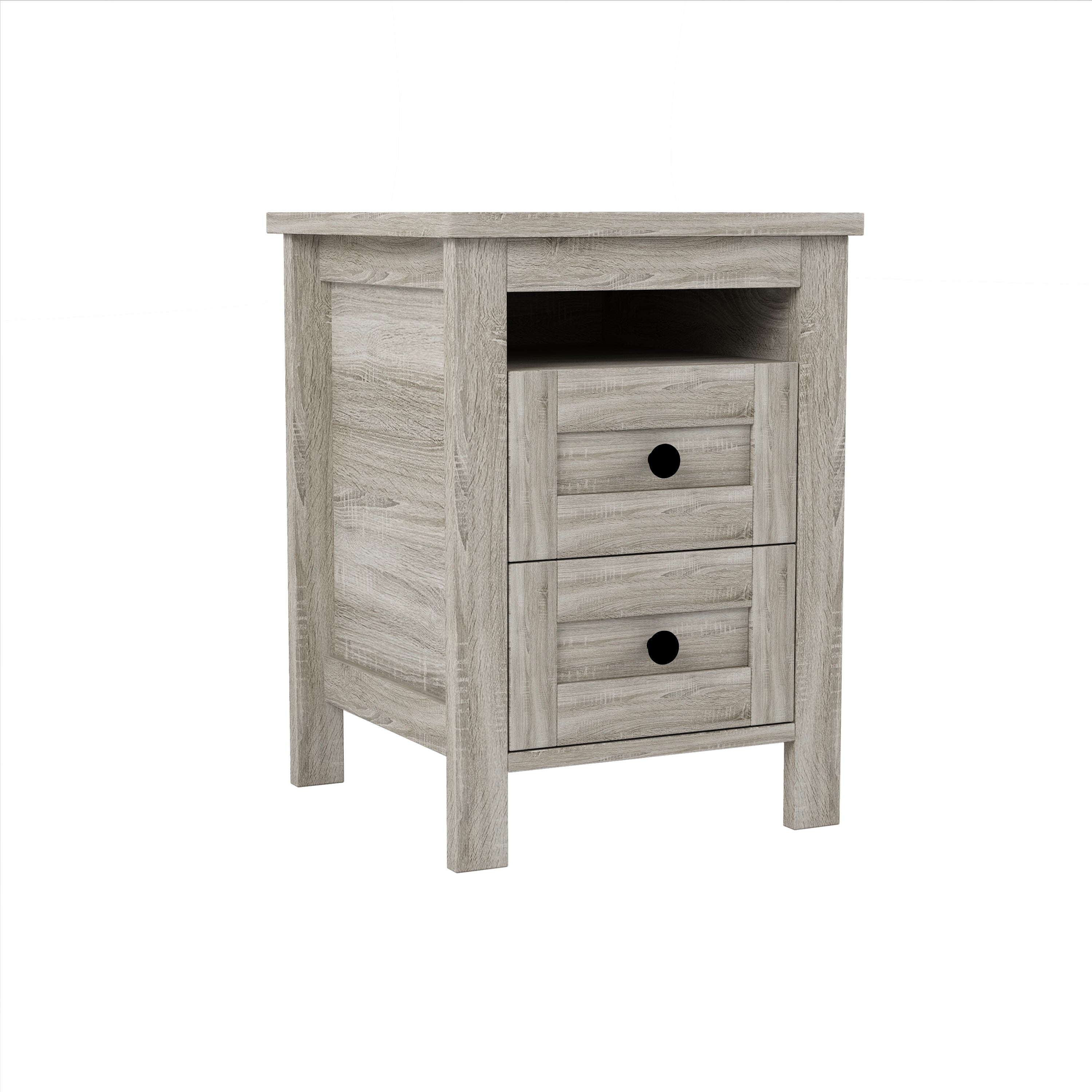 3-Pieces Bedroom Sets Queen Size Farmhouse Platform Bed with Double Sliding Door Storage Headboard and Charging Station, Storage Nightstand and Dresser, Antique Gray(Old SKU HL000092AAG) - Grand Goldman Shop