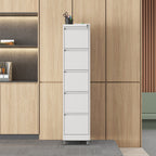 Heavy Duty 5 Drawer Metal Vertical File Cabinet with Lock and Wheels for Home Office, White, 17.72'D x 14.96'W x 64.21'H - Gr