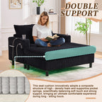 UNITED WE WIN Modern Corduroy Oversized Recliner Sofa with Deep Seat, 3 Pillows, USB Charging, RGB LED Light Strip, Cup Holder, Side Pocket - Suitable for Living Room and Bedroom - Grand Goldman Shop