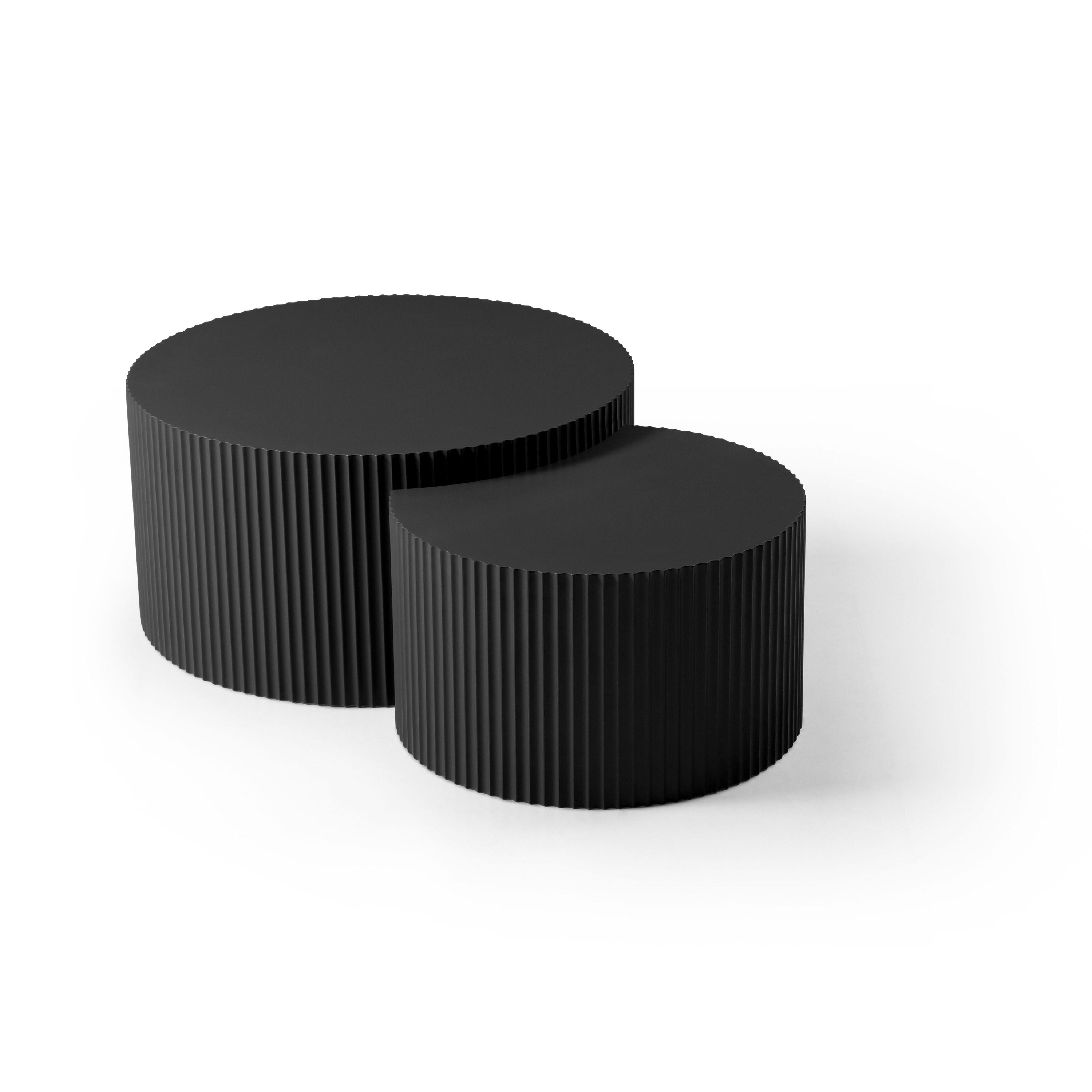 Black Nesting table set of 2 Round and Half Moon Shapes,No Need Assembly(Same Sku:W876P271183) - Grand Goldman Shop