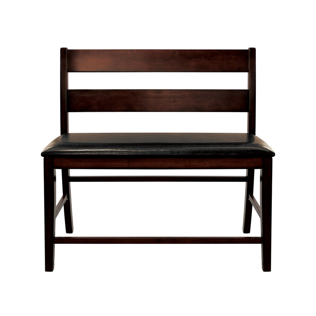 Transitional Style Cherry Finish Wooden Counter Height Bench with Backrest Faux leather Upholstered Seat Classic Dining Furniture 1pc - Grand Goldman Shop