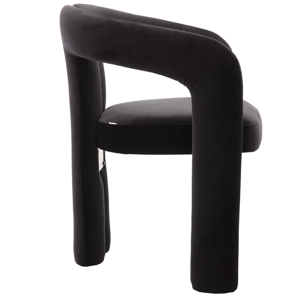 Contemporary Designed Velvet Fabric Upholstered Accent/Dining Chair /Barrel Side Chairs Kitchen Armchair for Living Room set of 2 (Black Velvet) - Grand Goldman Shop