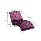 Velvet Chaise Lounge Indoor, Button-Tufted Upholstered Chaise Lounge Chair with Pillow for Bedroom Living Room Office, Purple Velvet - Grand Goldman Shop