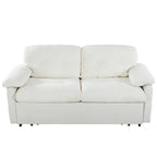 Convertible Pull-Out Queen Sleeper Sofa, 3-in-1 Loveseat with Side Storage & 8 Silent Casters, Beige Chenille Fabric, Fits Living Room, Bedroom, Apartment - Grand Goldman Shop