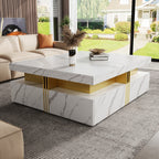 Modern White Square Storage Coffee Table with 4 Drawers - Grand Goldman Shop