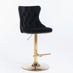 A&A Furniture,Golden Swivel Velvet Barstools Adjusatble Seat Height from 25-33 Inch, Modern Upholstered Bar Stools with Backs Comfortable Tufted for Home Pub and Kitchen Island（Black,Set of 2） - Grand Goldman Shop