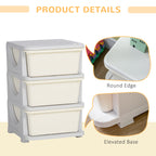 Qaba 3 Tier Kids Storage Unit, 3 Drawer Chest Toy Organizer Plastic Bins for Kids Bedroom Nursery Kindergarten Living Room fo