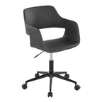 Contemporary Task Chair in Black Metal and Grey Faux Leather | Premium Home Decor - Grand Goldman