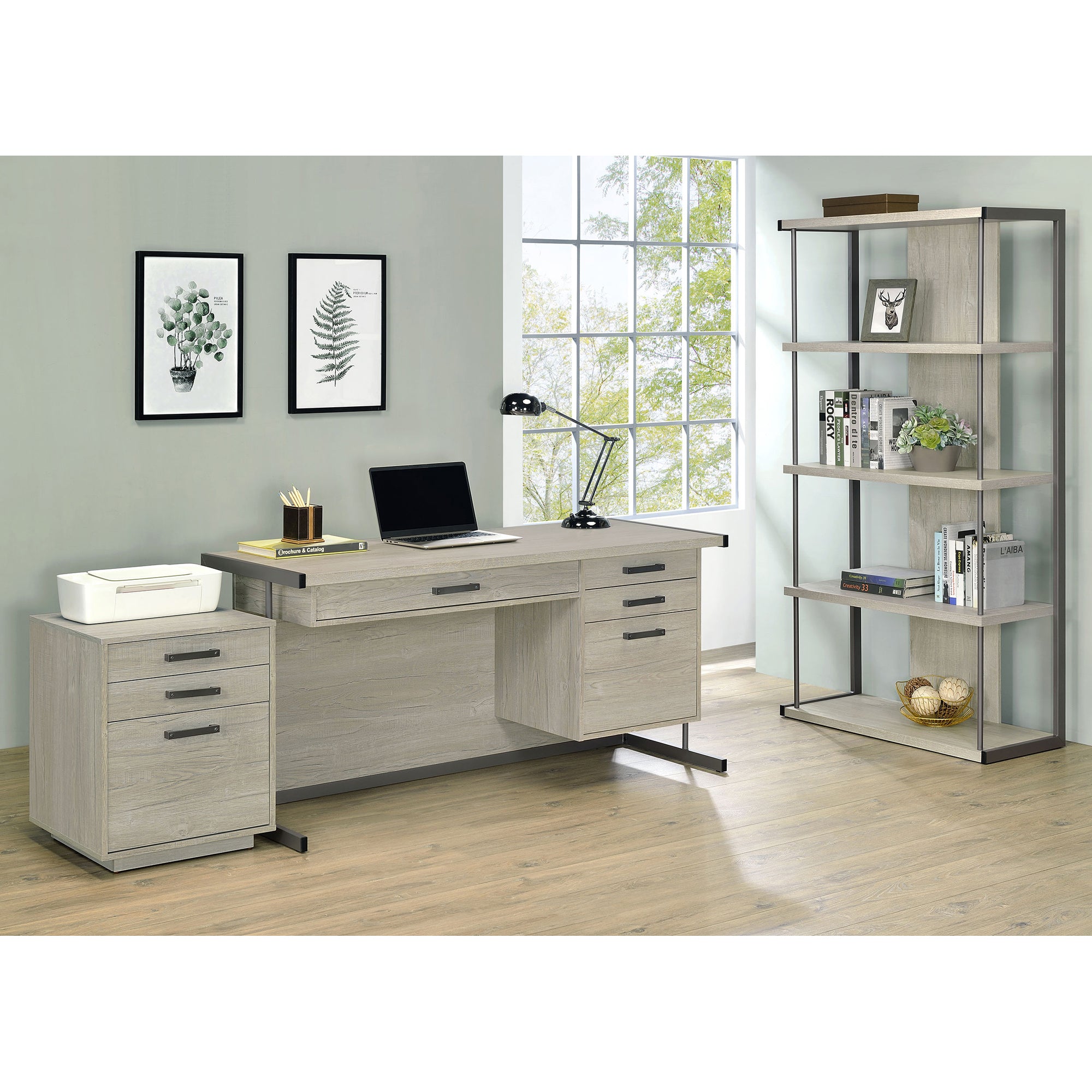 Loomis Whitewashed Grey 3-Drawer Home Office File Cabinet in White+Gray with MDF Construction, 19.75 x 19.75 x 25 inches | Pr