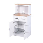 Wooden Kitchen Cabinet White Pantry Storage Microwave Cabinet with Storage Drawer - Grand Goldman Shop