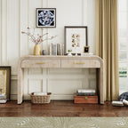 TREXM Unique Retro Silhouette Console Table with Open Style, Two Top Drawers for Entrance, Dinning Room, Living Room (Natural Wood Wash) - Grand Goldman Shop