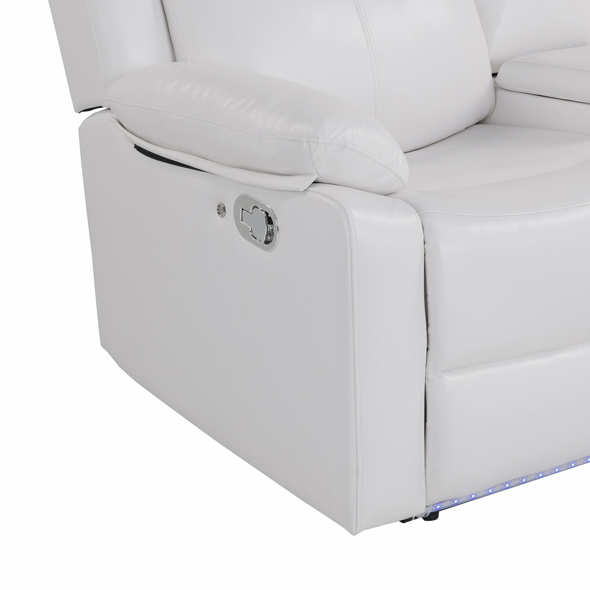 Blanche White 3PC Reclining Sofa and Loveseat with LED Lights, Speaker, Wood Frame, Medium Firm Seating, White - Grand Goldman Shop