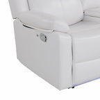 Blanche White 2PC Reclining Sofa and Loveseat with LED Lights and Speaker in White Wood Frame, Medium Firm Seating - Grand Goldman Shop